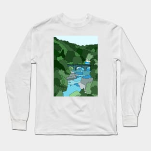 River Swale and Town Bridge, Richmond, North Yorkshire Long Sleeve T-Shirt